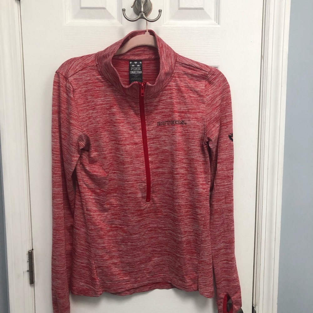 VICTORIA'S SECRET PINK 5th Ocean RUTGERS College Red Pullover Small Varsity